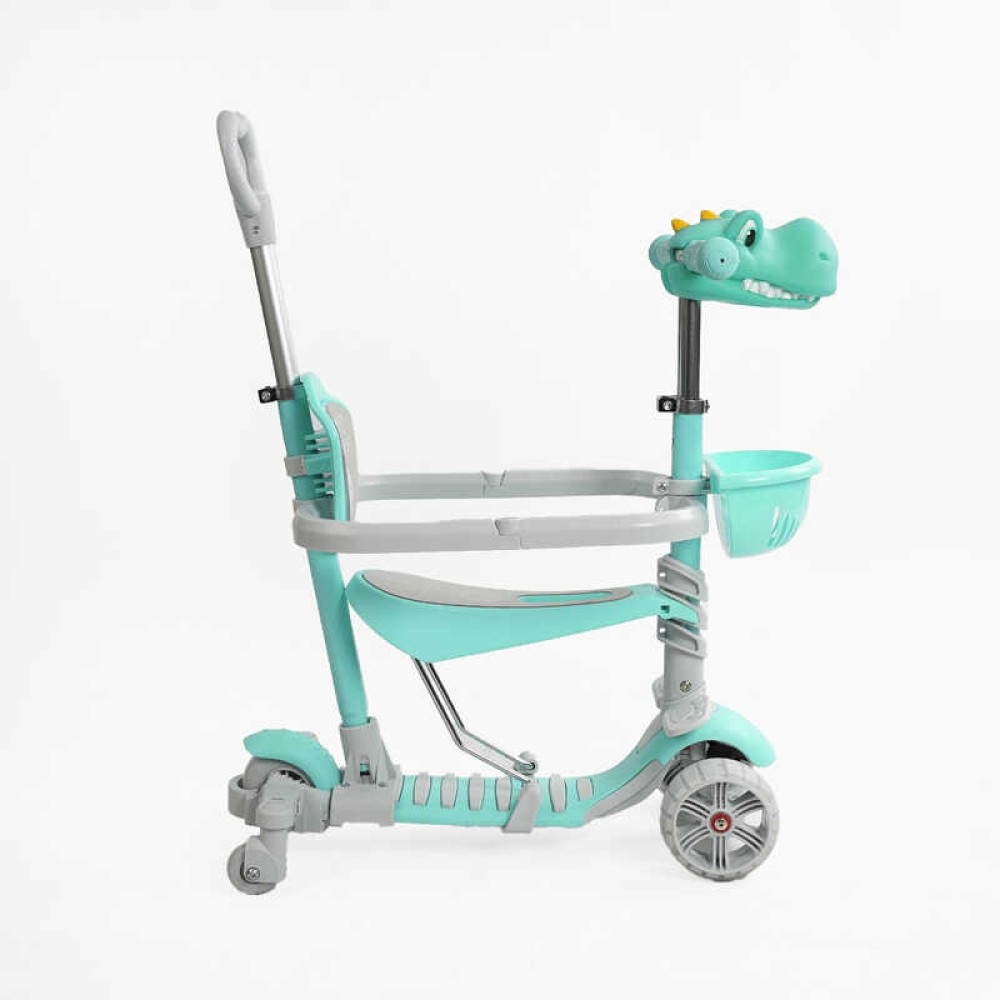 Самокат 5в1 P-67303 Best Scooter, з ДОП. КОЛЕСАМИ, захисний бампер, PU колеса зі світлом, в коробці