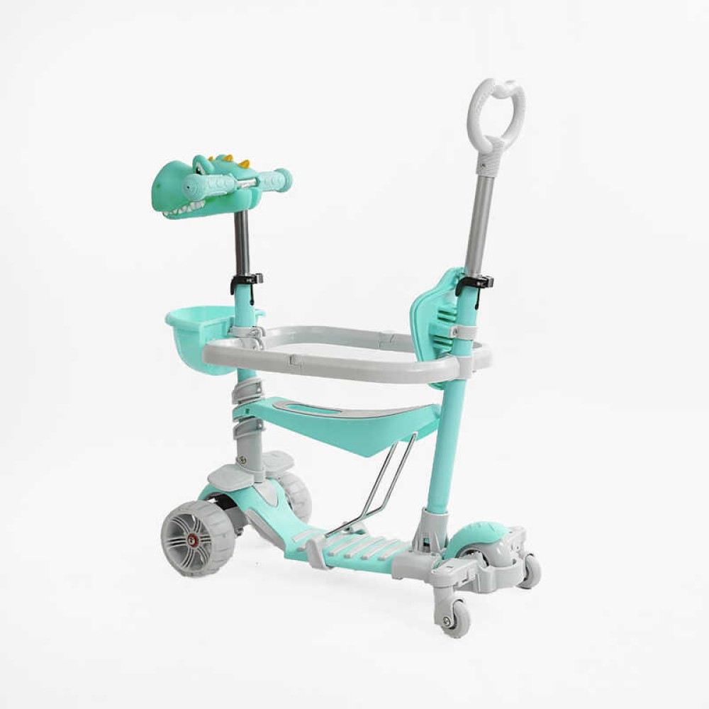 Самокат 5в1 P-67303 Best Scooter, з ДОП. КОЛЕСАМИ, захисний бампер, PU колеса зі світлом, в коробці