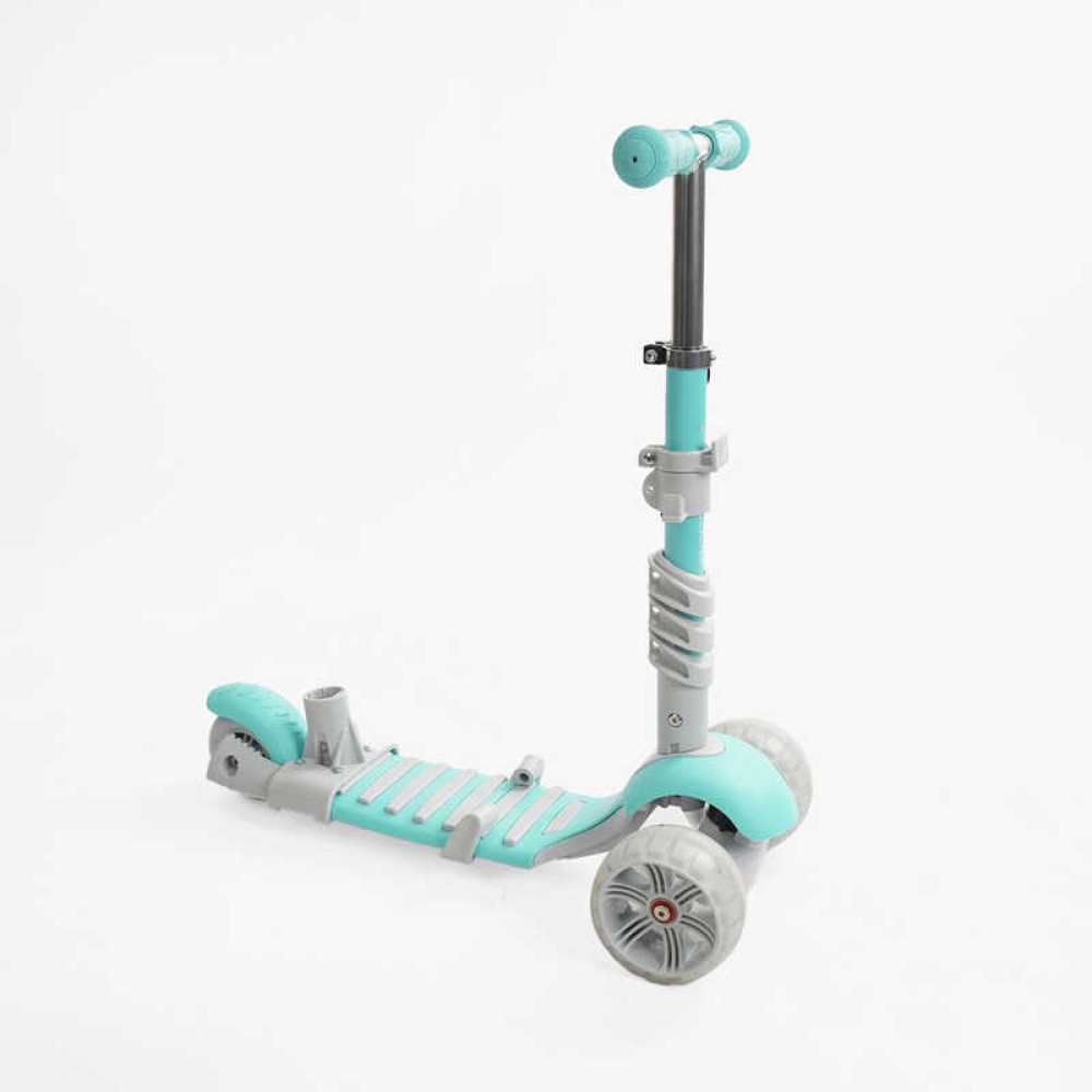 Самокат 5в1 P-67303 Best Scooter, з ДОП. КОЛЕСАМИ, захисний бампер, PU колеса зі світлом, в коробці