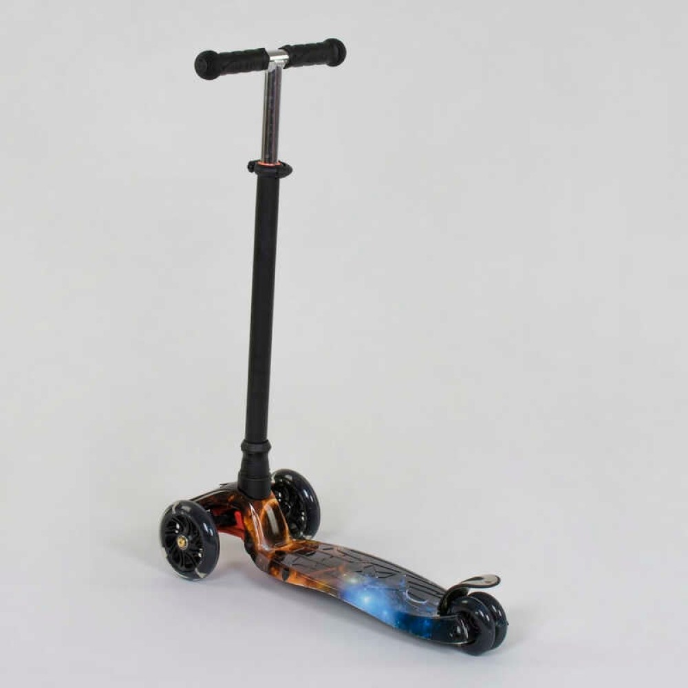 Самокат А 24662/779-1311 MAXI "Best Scooter" пластмасовий, 4 колеса PU, СВІТЛО, трубка керма алюмінієва, d = 12см, в коробці