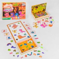 гр Дерев'яна гра 17037 "Маленькі монстри" (12) "4FUN Game Club Wood", 68 елементів, пазли, маркер, магнітна дошка, на укр. мовою, в коробці