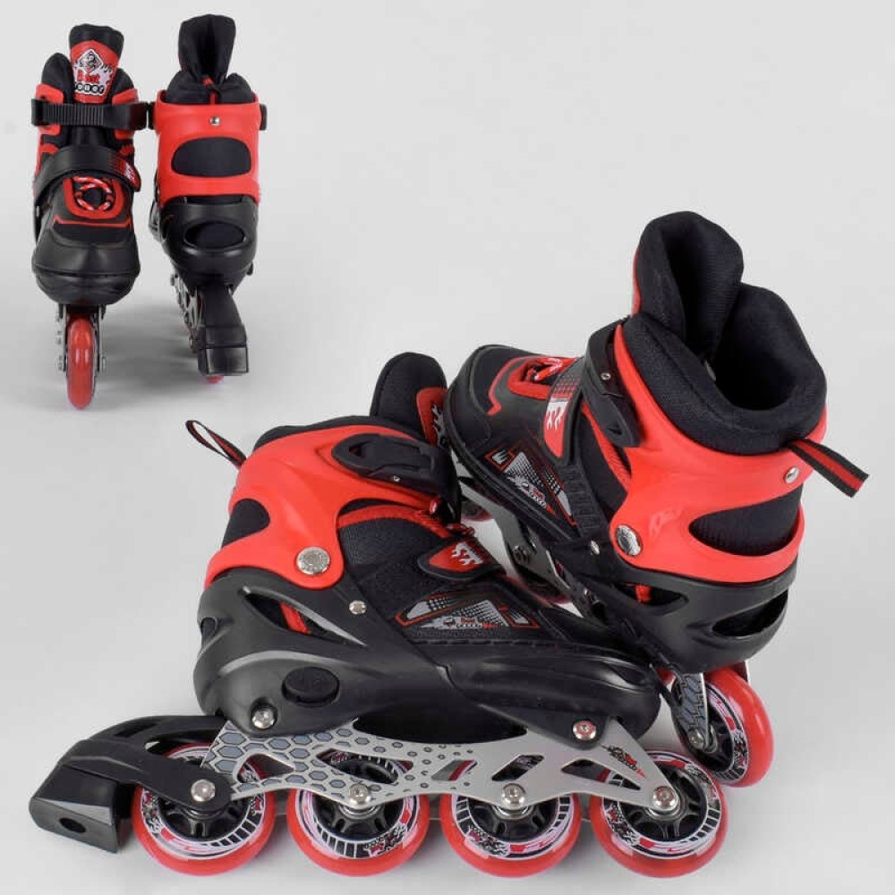 Ролики 8211-S Best Roller/розмір 30-33/колір - ЧЕРВОНИЙ (6) колеса PU, ПЕРЕДНЄ КОЛЕСО СВІТЛО, в сумці, устілка – 17-19.5 см, d коліс - 6.5 см,