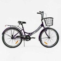 Велосипед складний Corso 24" Advance AD-24198 + КОШИК, одношвидкісний, складна сталева рама 14", корзина, багажник