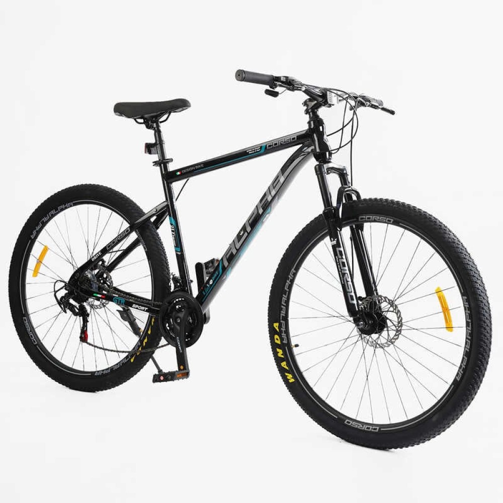 Велосипед спортивний Corso ALPHA LF-29111 29", сталева рама 21", 21 швидкість, Shimano, дискові гальма