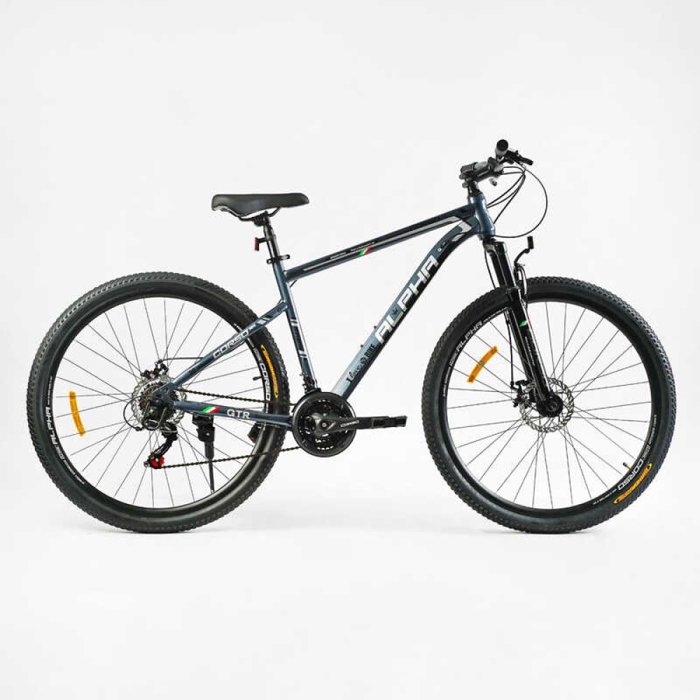 Велосипед спортивний Corso ALPHA LF-29360 29", сталева рама 21", 21 швидкість, Shimano, дискові гальма