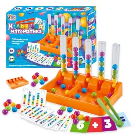гр Навчальна гра "Кольорова математика" 75054 (12/2) "4FUN Game Club", прозорі колби, 40 кульок, ігрові картки, щипці, в коробці