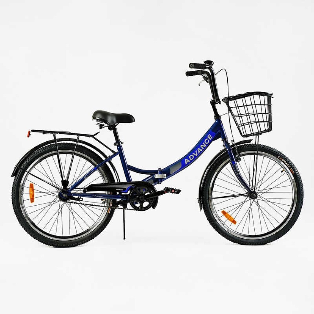 Велосипед Складаний Corso Advance AD-24003, 24" колеса, Сталева Рама 14", Одношвидкісний, З Корзиною та Багажником