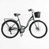 Велосипед міський Corso «Liberty» 28’’ дюймів LR-28193 + КОШИK, ТЕМНО-ЗЕЛЕНИЙ