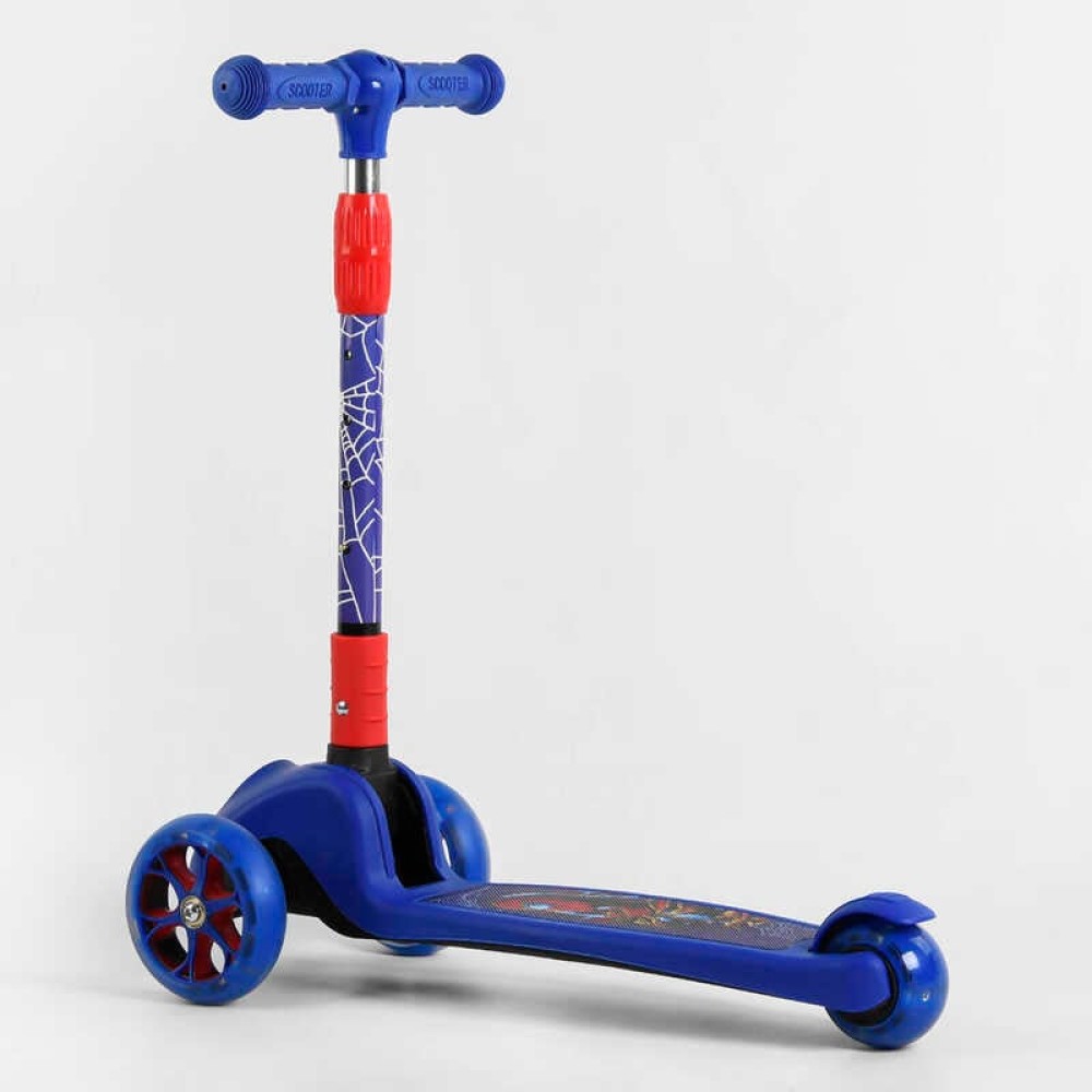 Самокат триколісний 47359 Best Scooter СВІТЛО КОЛІС ТА ДИСКІВ, складене кермо, передні колеса PU 120х35мм, задні колеса PU 80х48мм