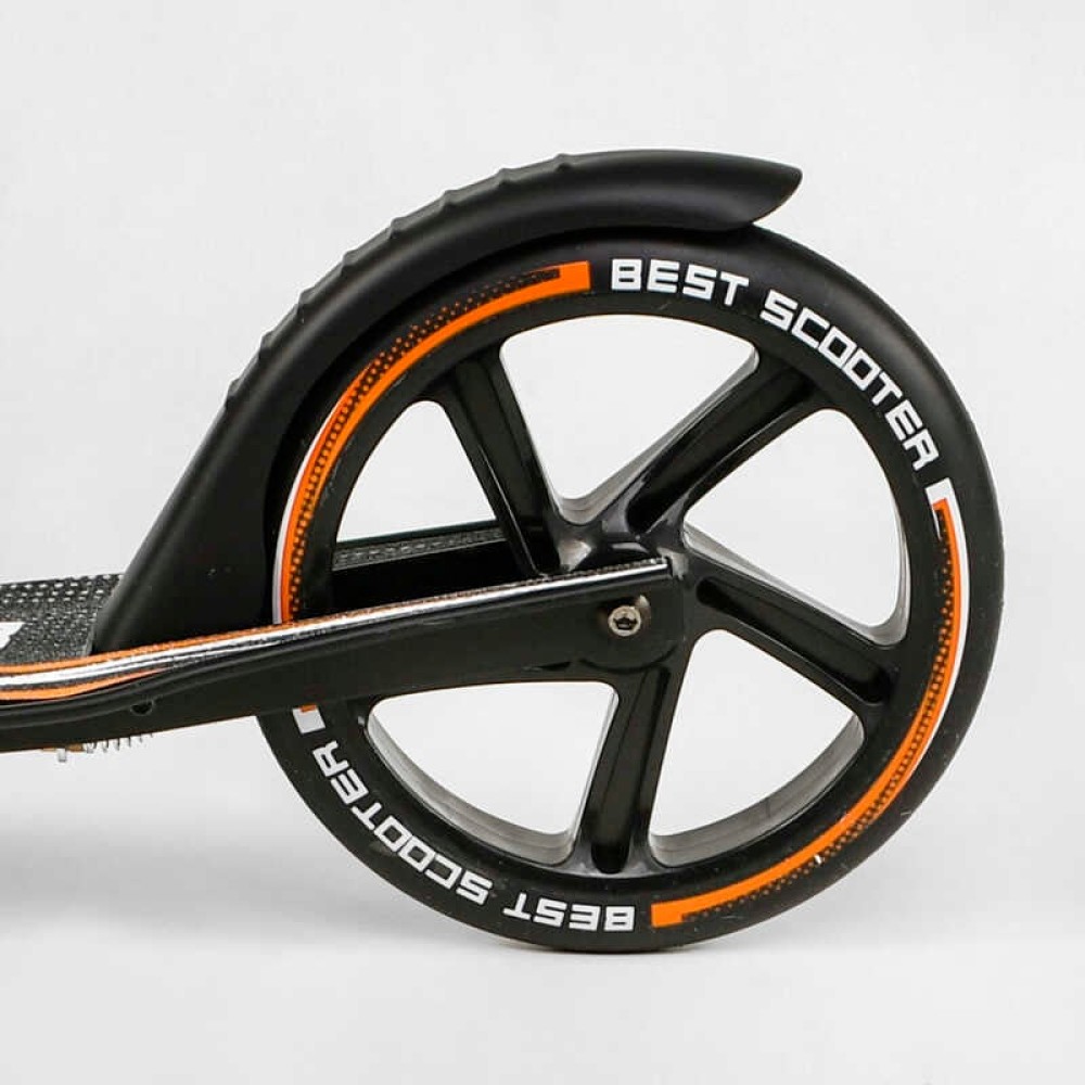 Самокат алюмінієвий "Best Scooter" 79740 (2) колеса PU, ФАРА, затискач керма, d передніх коліс - 230мм, d задніх коліс 200мм, 1 амортизатор передній