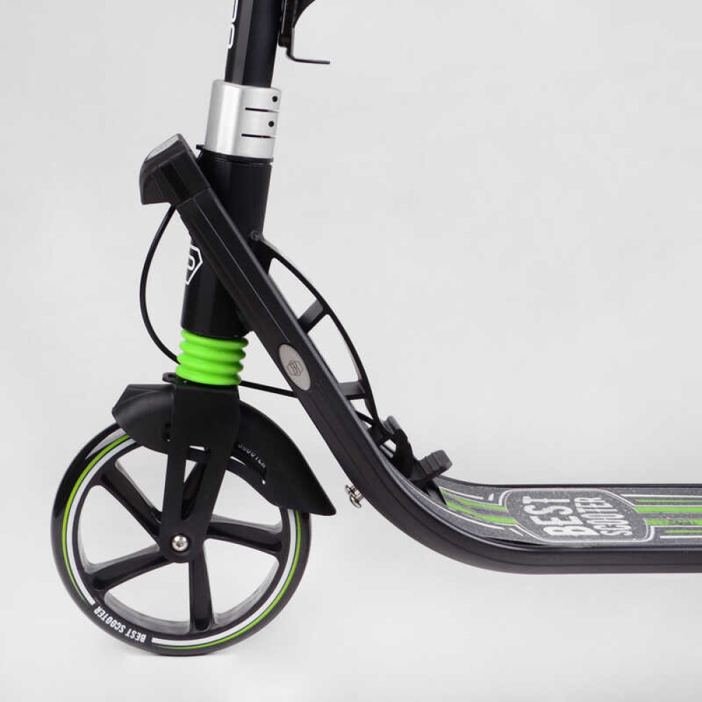 Самокат двоколісний "Best Scooter" L-22066 (2) ФАРА, колеса PU 200мм, 2 амортизатори, затискач керма, ручне гальмо, в коробці