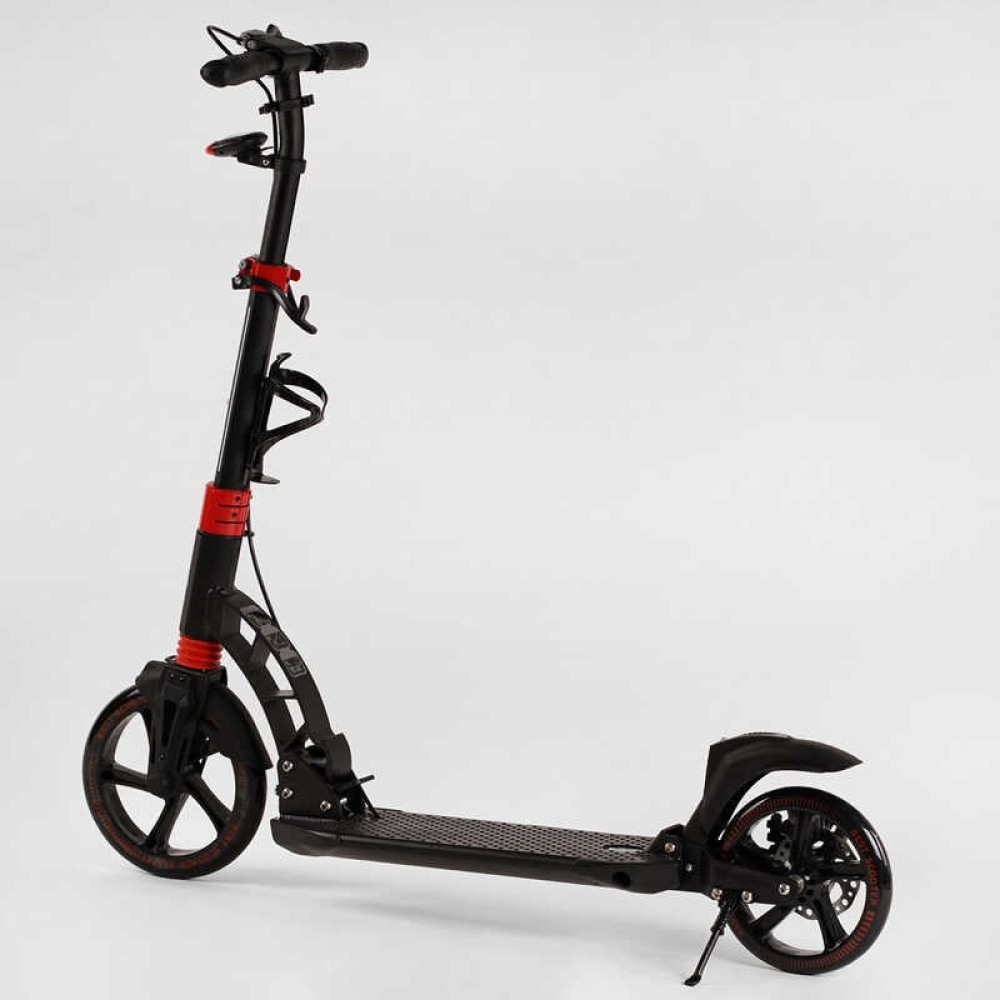 Самокат двоколісний "Best Scooter" D-64585 (2) гумовий килимок, ФАРА, переднє колесо PU 230мм, заднє колесо 200мм, 2 амортизатори, дискове гальмо