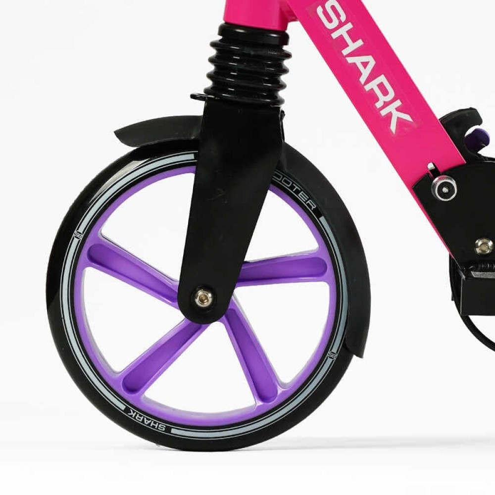 Самокат двоколісний "Best Scooter" SH-30610 (4) "SHARK", з ручним гальмом, затискач керма, колеса PU - 20 см, 1 амортизатор, в коробці