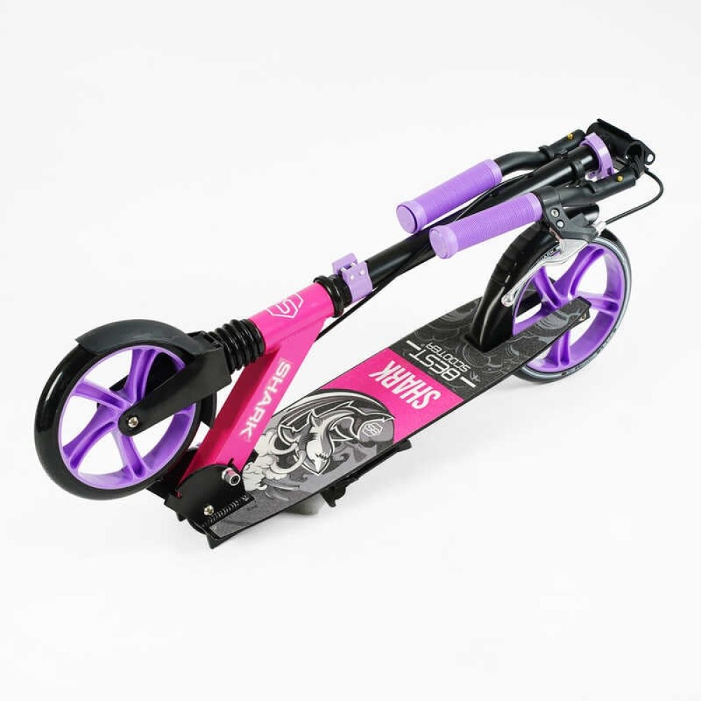 Самокат двоколісний "Best Scooter" SH-30610 (4) "SHARK", з ручним гальмом, затискач керма, колеса PU - 20 см, 1 амортизатор, в коробці
