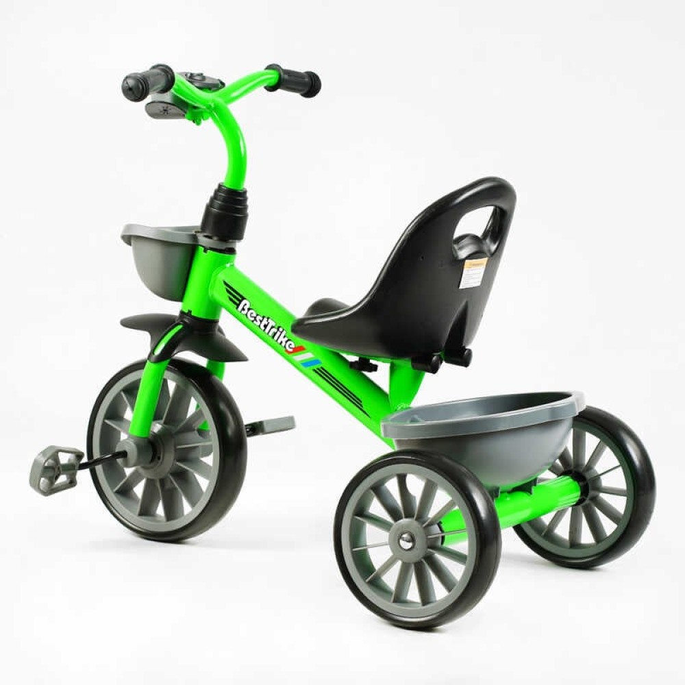 Велосипед 3-х колісний BS-14640 "Best Trike" колеса EVA переднє 12", заднє 10", сталева рама, фара з музикою та світлом, 1 пісня українською та 2 англійською, 2 кошики, в коробці