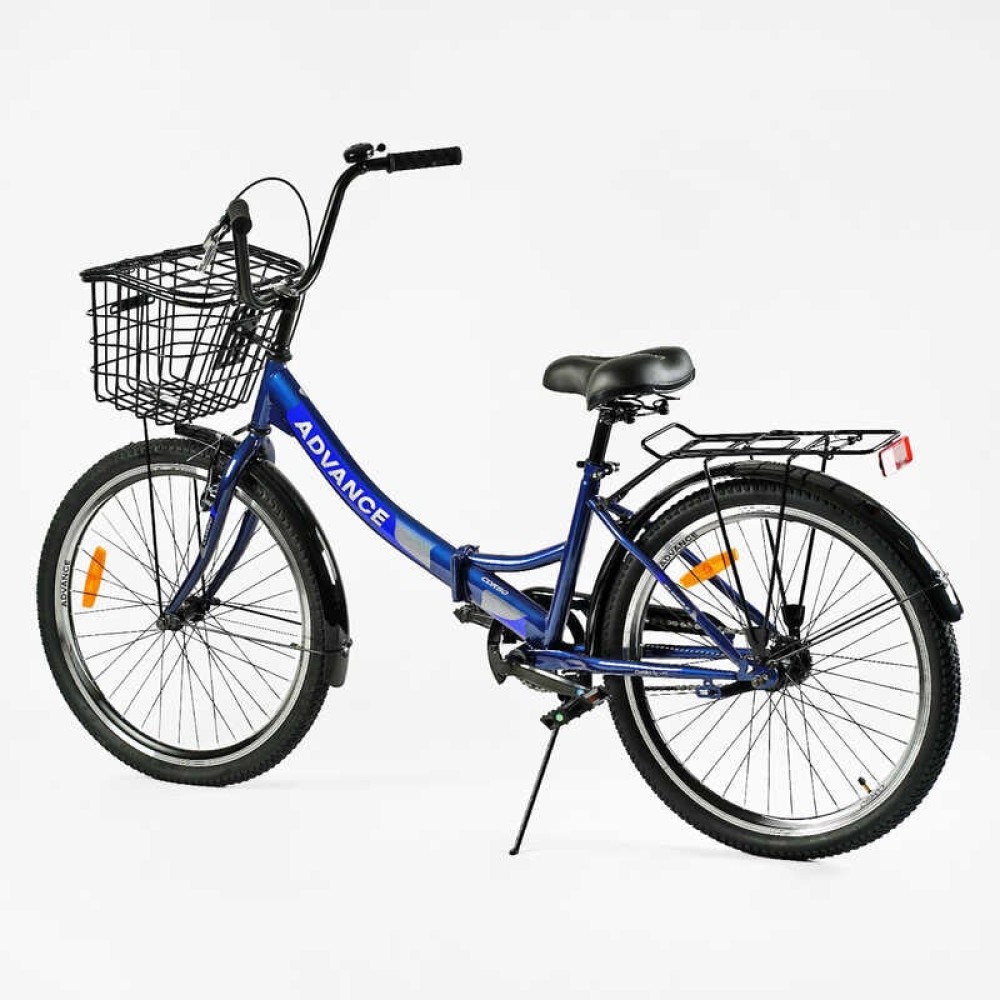 Велосипед Складаний Corso Advance AD-24003, 24" колеса, Сталева Рама 14", Одношвидкісний, З Корзиною та Багажником