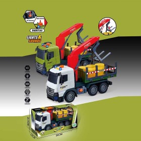 Машина музична 687-60 B (24/2) 2 кольори, "Вантажівка", підсвічування, звукові ефекти, інерція, рухомі деталі, муляжі вантажу, в коробці, ВИДАЄТЬСЯ МІКС