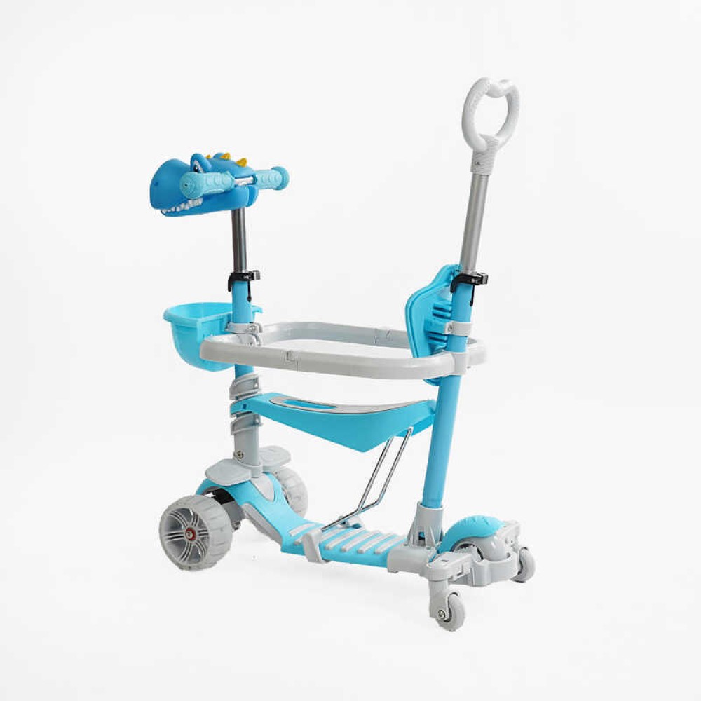 Самокат 5в1 P-92401 Best Scooter, з ДОП. КОЛЕСАМИ, захисний бампер, PU колеса зі світлом, в коробці