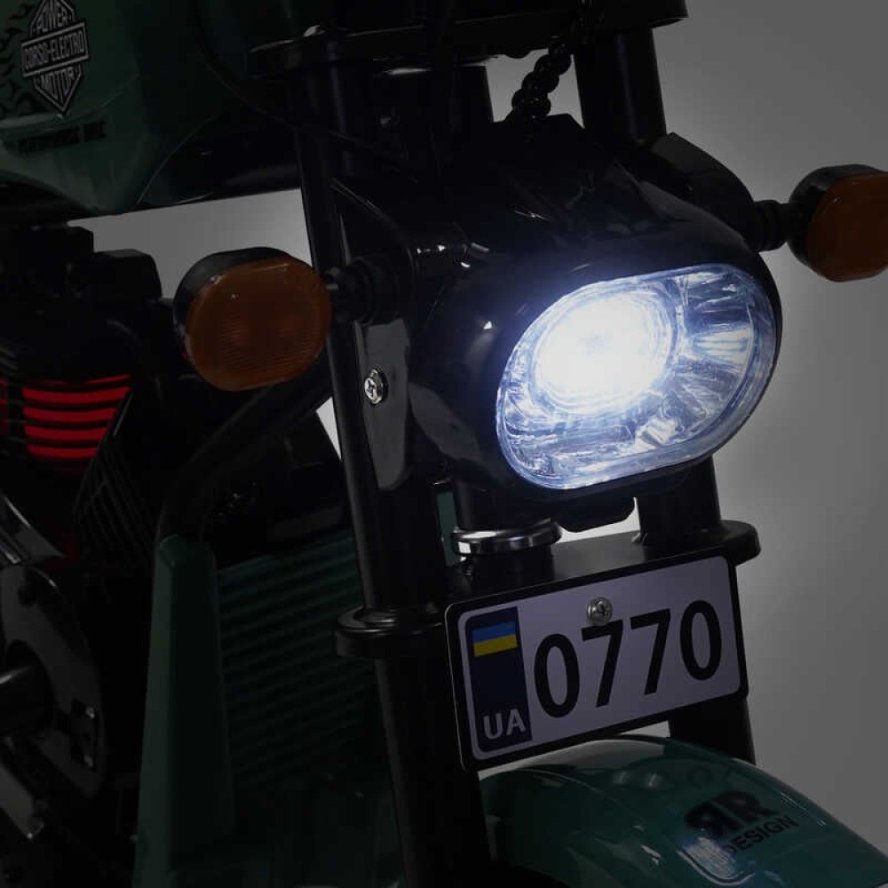 Мотоцикл електричний дитячий Corso H-93171: 160W, 24V/5Ah, до 16 км/год, LED фара, звукові ефекти, бокові колеса
