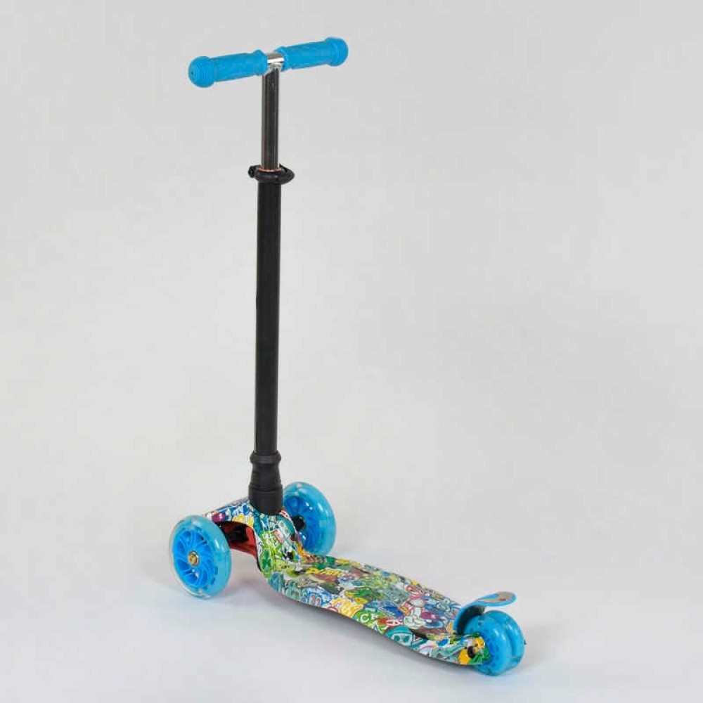 Самокат А 25467/779-1322 MAXI "Best Scooter" пластмасовий, 4 колеса PU, СВІТЛО, трубка керма алюмінієва, d = 12см, в коробці