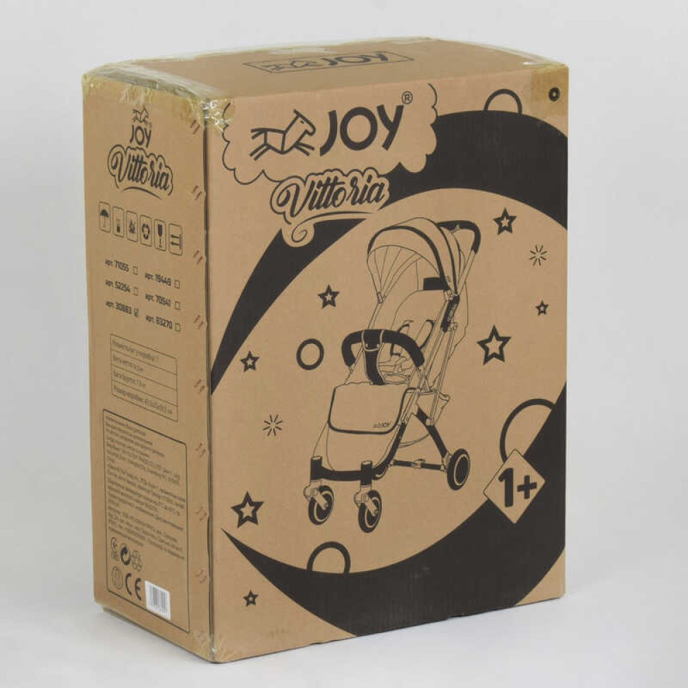 Візок прогулянковий дитячий JOY Vittoria 71055 колір КОРИЧНЕВИЙ ЛЬОН, рама алюмінієва, футкавер, телескопічна ручка