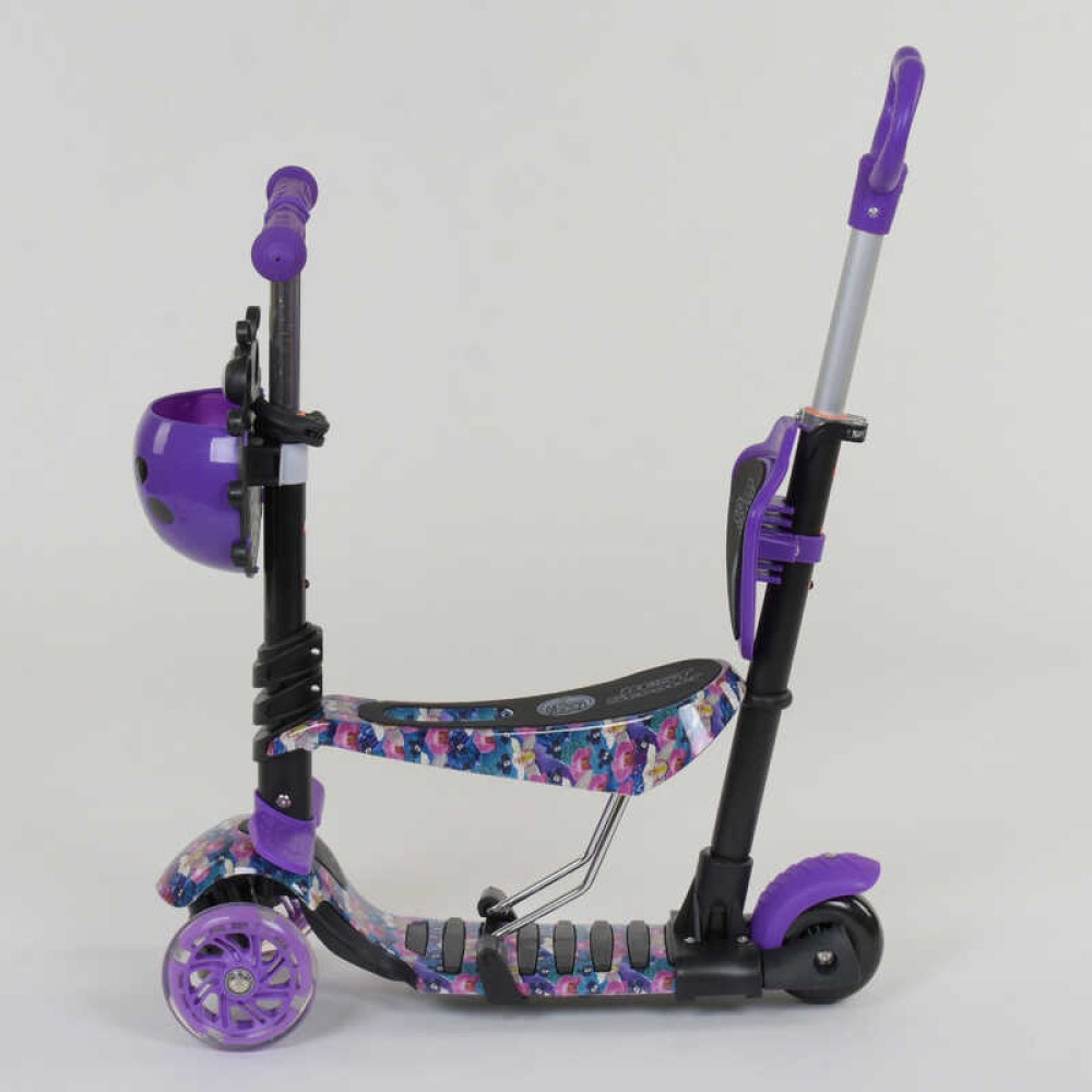 Самокат 5в1 19870 Best Scooter, АБСТРАКЦІЯ, PU колеса, ПІДСВІЧУВАННЯ КОЛІС, в коробці