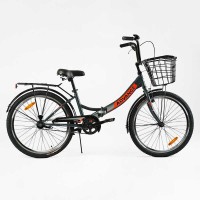 Велосипед складний Corso 24" Advance AD-24715 + КОШИК,  одношвидкісний, складна сталева рама 14", корзина, багажник